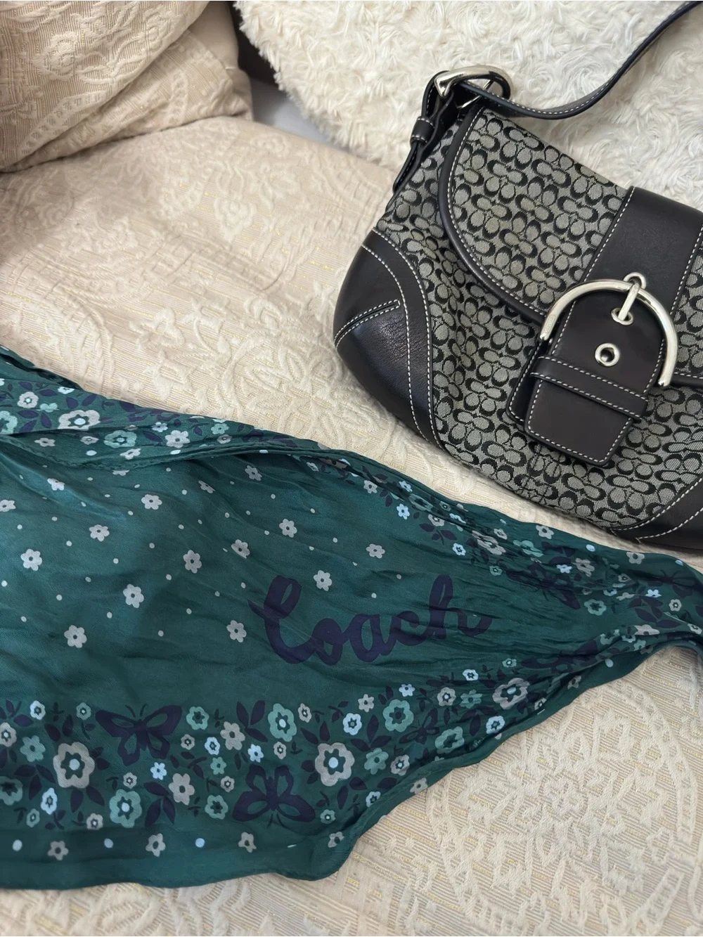 Coach Blue/Teal Floral Scarf